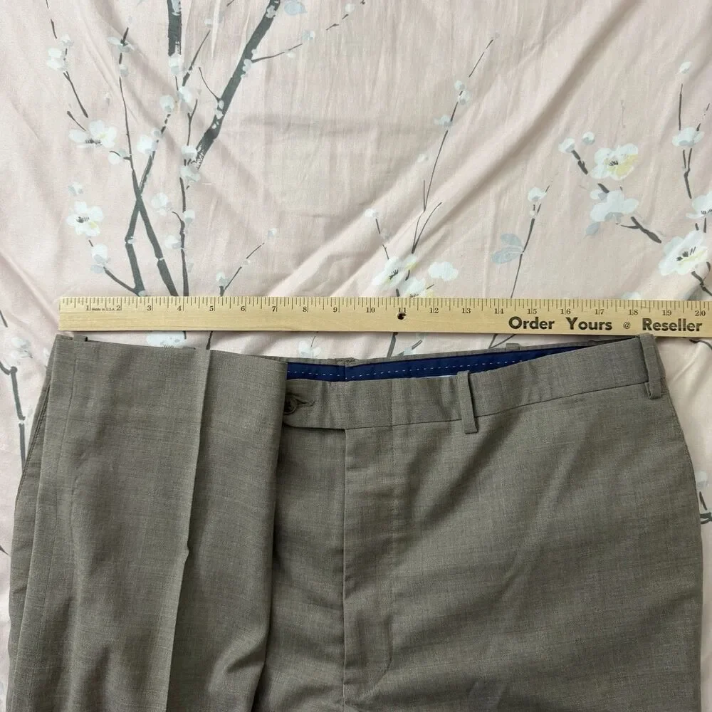 Peter Millar Wool Dress Pants Mens 42R Gray Straight Leg Flat Front Career
